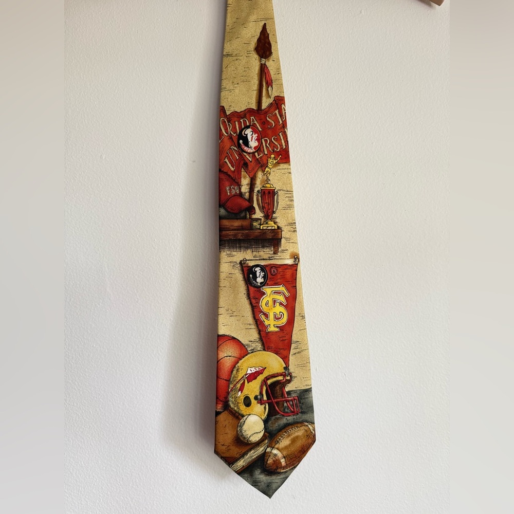 Vintage FSU Florida State University Seminoles NCAA Eagles Wings Silk Tie NWT